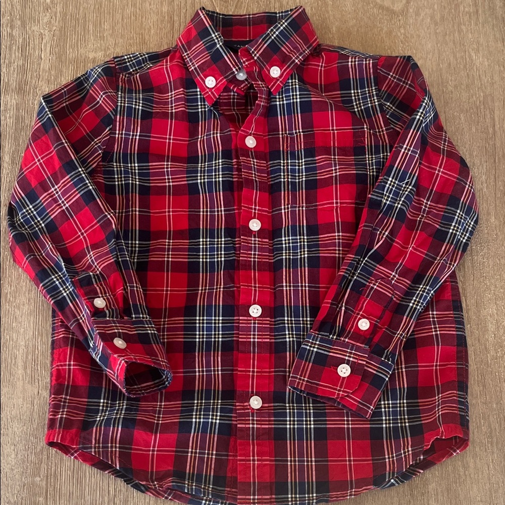 Janie and Jack Red Plaid Button-Down Shirt